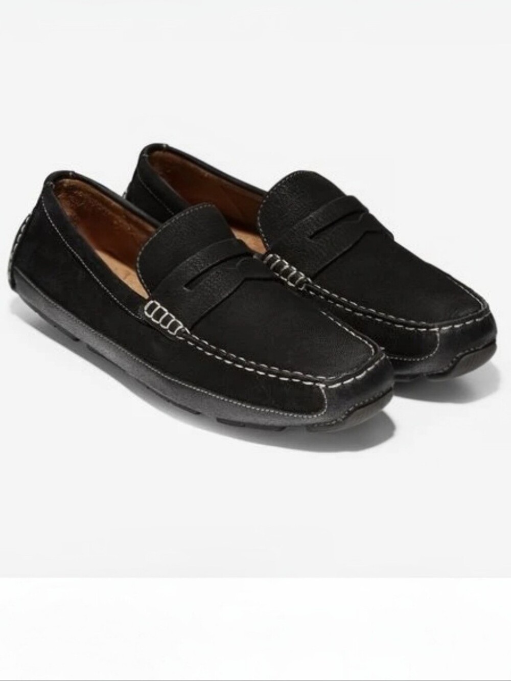 Cole Haan NEW Leather Suede Wyatt Driver Penny Loafer 10.5 Black SlipOn Shoes